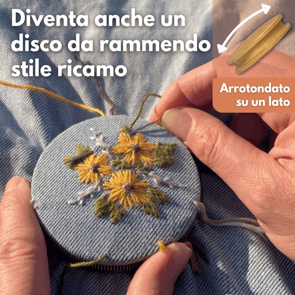 Il disco diventa anche un telaio da ricamo