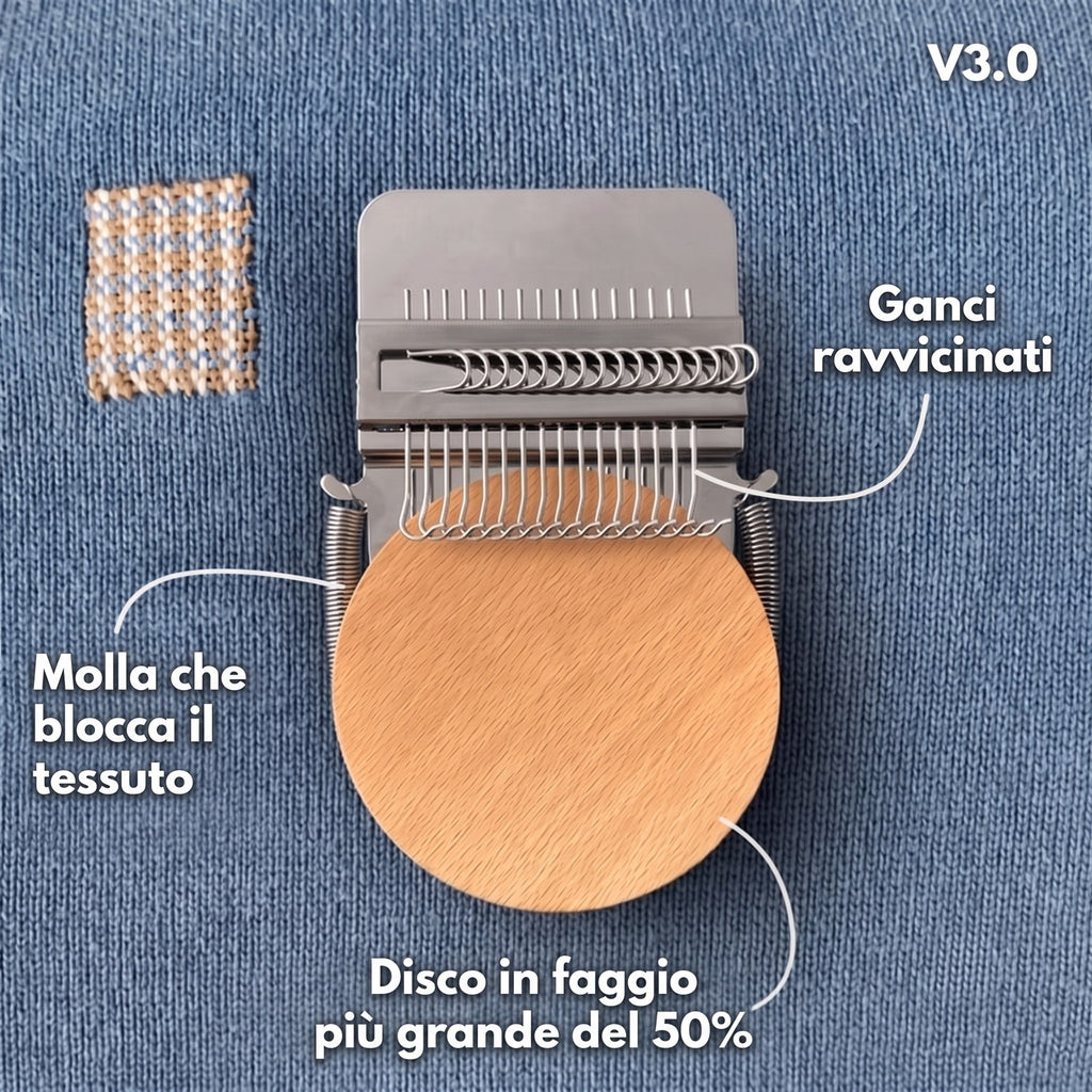 Ganci ravvicinati, molla e disco in faggio più grande